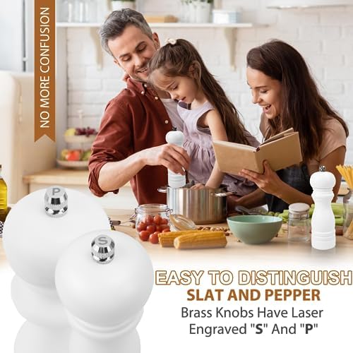 Premium Salt Pepper Grinder Set with Wooden Case