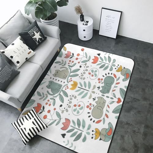 Funny Cats Birds and Flowers Non-Slip Floor Mat