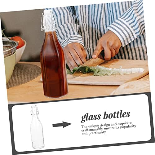 Cabilock Glass Juice Bottles 2 Pack - Reusable Oil Sauce Vinegar Storage