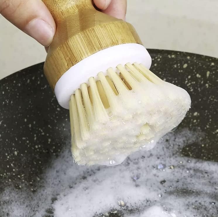 Ergonomic Bamboo Dish Scrub Brush