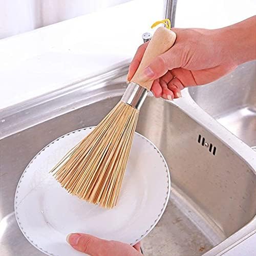 Long Handle Bamboo Pan Brush Non-Stick Kitchen Cleaning Tool with Lanyard Design