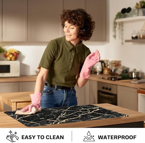 Gold Foil Marble Kitchen Mat Anti Fatigue 173x59 Inch