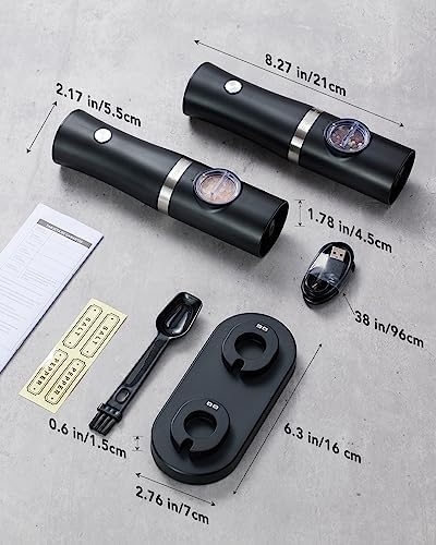 FORLIM Rechargeable Electric Salt Pepper Grinder Set with Charging Base