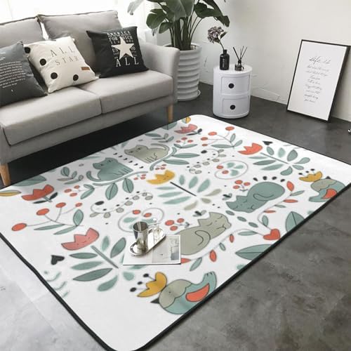 Funny Cats Birds and Flowers Non-Slip Floor Mat