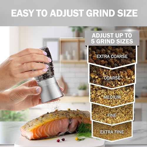 Adjustable Stainless Steel Salt Pepper Mill Set