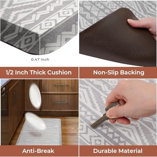 FRESHMINT Boho Kitchen Mat 173x39 Non-Slip Mat