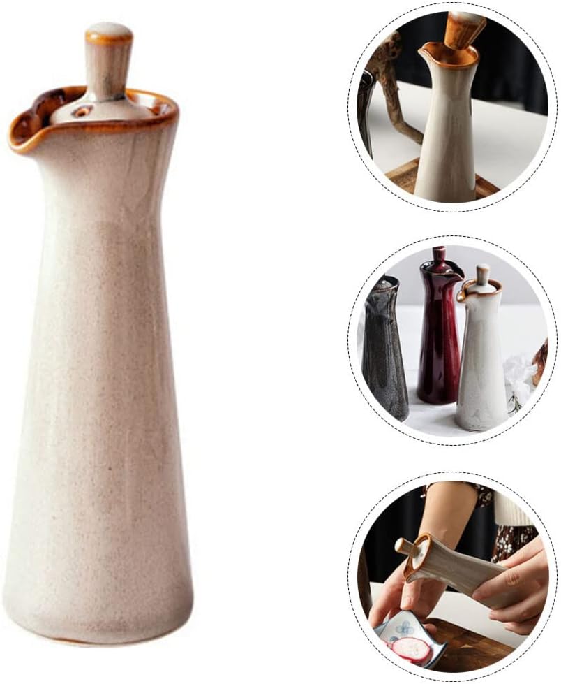 STOBAZA 10-oz Ceramic Oil Soy Bottle with Airtight Lid