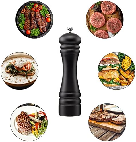 Black Pepper Mill Salt Grinder Refillable Adjustable Coarseness Ceramic