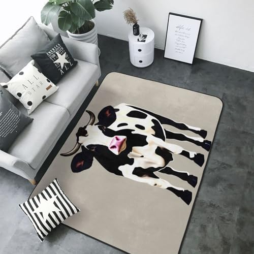 Breaux Cow Black Spot Print Non-Slip Floor Mat 80x58in