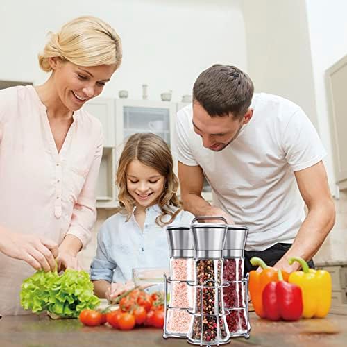 3-Piece Stainless Steel Salt Pepper Mill Set