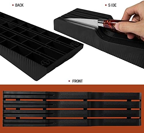 knife safe holder with slots and black finish
