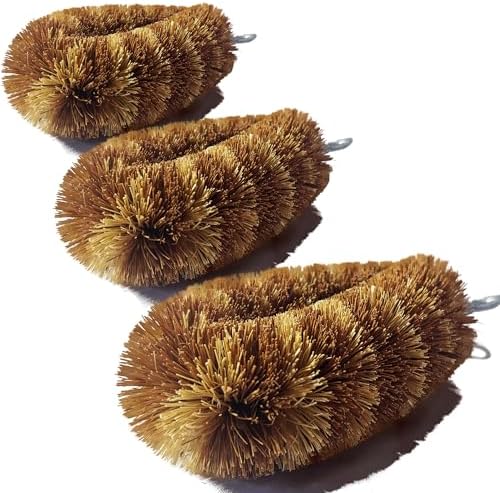 EcozLaRo 3-Piece Tawashi Scrubbers Eco-Friendly Non-Scratch Kitchen Brushes