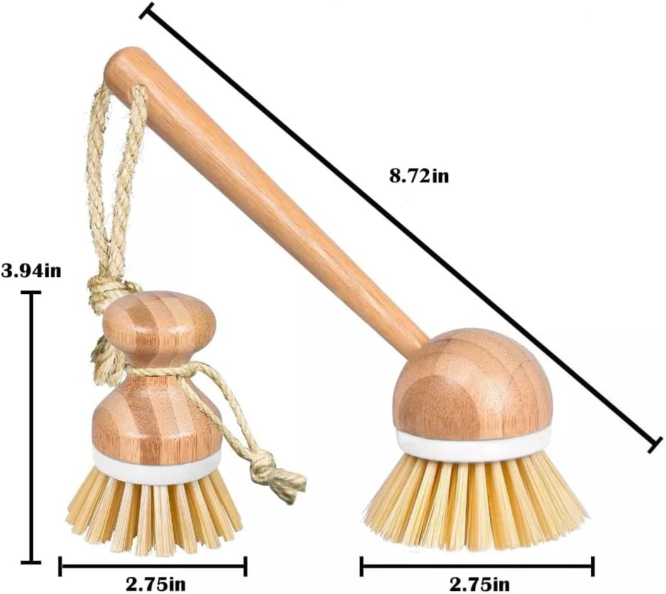 Ergonomic Bamboo Dish Scrub Brush
