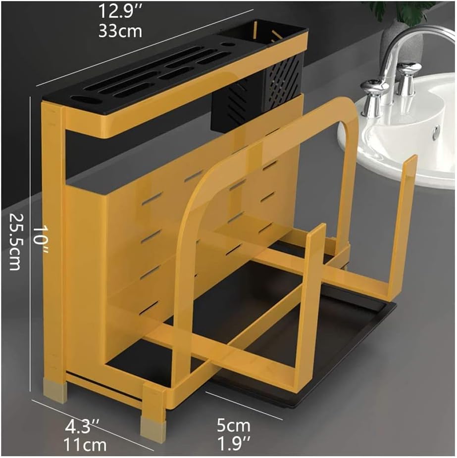 Stainless Steel Kitchen Knife Holder with Tiered Design
