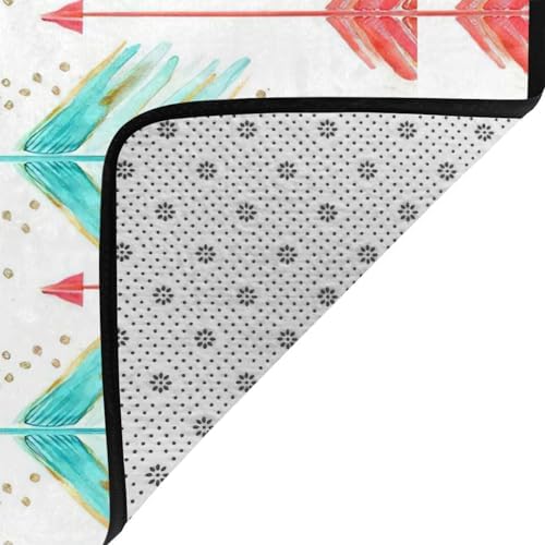 Coral Teal Arrows Non-Slip Floor Mat