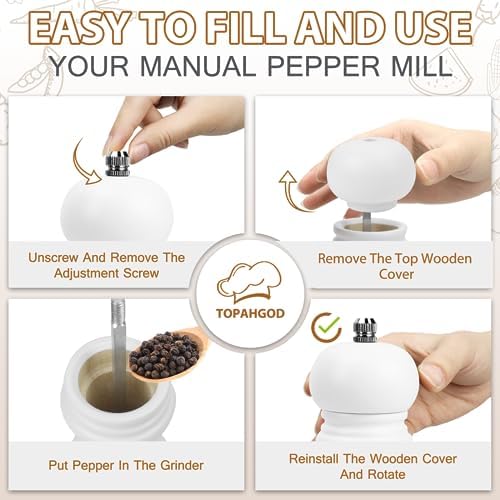 Premium Salt Pepper Grinder Set with Wooden Case