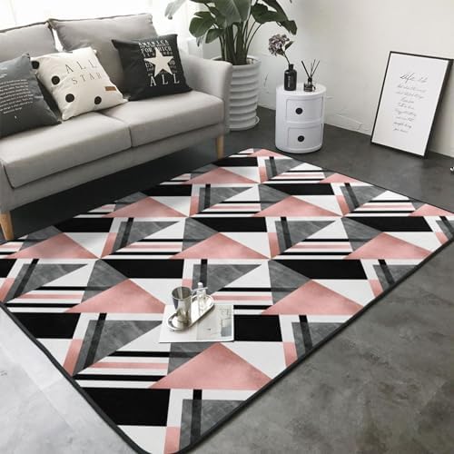 Breaux Abstract Triangle Striped Print Non-Slip Floor Mat