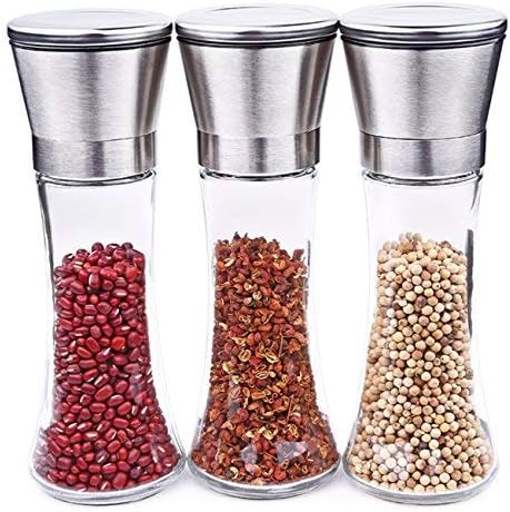 BlueSnail Stainless Steel Manual Salt Pepper Grinder Glass Cone Silver