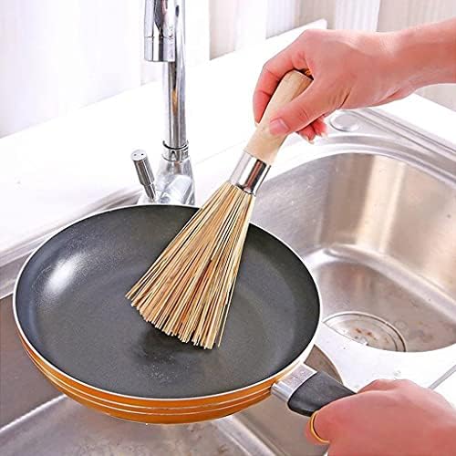 Long Handle Bamboo Pan Brush Non-Stick Kitchen Cleaning Tool with Lanyard Design