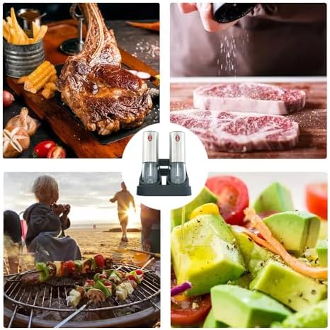 Fast Powerful Dual Speed 2-Pack Rechargeable Electric Salt Pepper Grinder Set