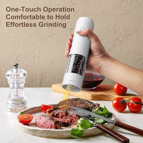 Ultrean 2-Pack Electric Salt Pepper Grinder Set White