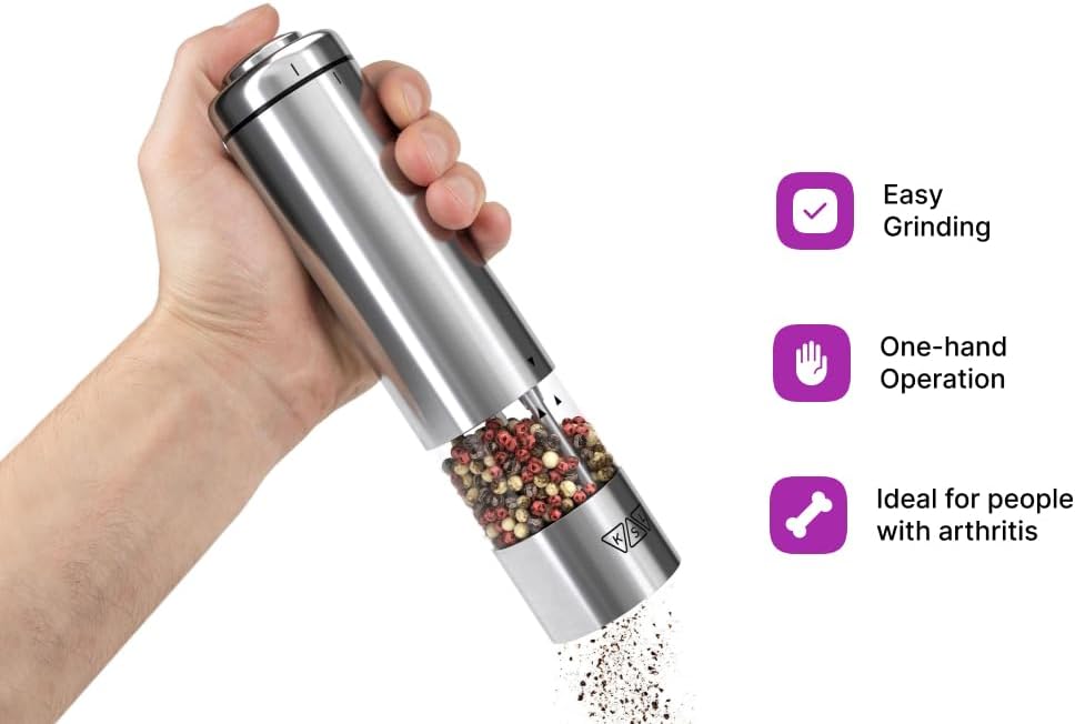 KSL Electric Salt Pepper Grinder Set - Adjustable Motorized