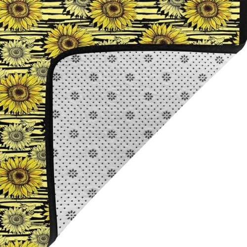 Breaux Bees Sunflowe Print Non-Slip Floor Mat