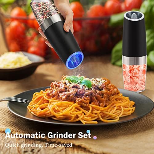 MOVNO Gravity Electric Pepper Salt Grinder Set with LED Light