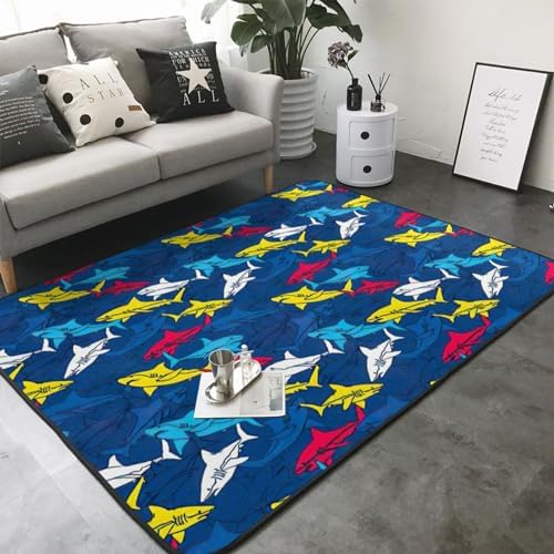 Breaux Shark Print Non-Slip Floor Mat 8058in