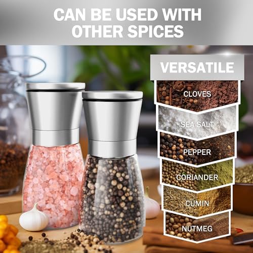 Adjustable Stainless Steel Salt Pepper Mill Set