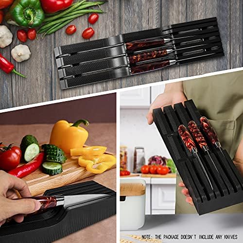 knife safe holder with slots and black finish
