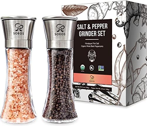 Sooos Salt Pepper Grinder Set Stainless Steel Refillable