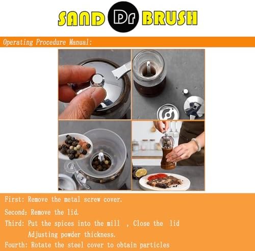 Salt Pepper Grinder Set Wooden and Acrylic with Zinc Alloy Handle