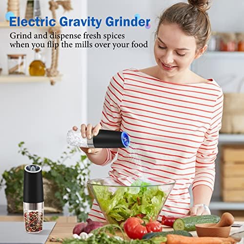 MOVNO Gravity Electric Pepper Salt Grinder Set with LED Light