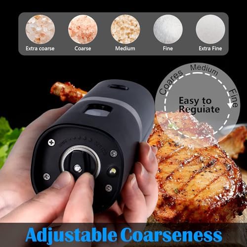 Rechargeable Salt Pepper Grinder Set with LED Light and Double Charging Base