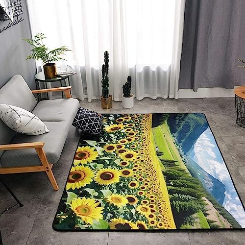 Sunflower Shedding Carpet for Kitchen Soft Smooth Surface
