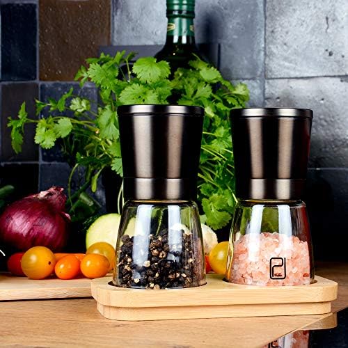 PJCKitchen Black Stainless Steel Salt and Pepper Grinder Set