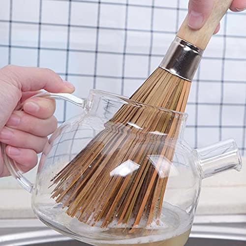 Long Handle Bamboo Pan Brush Non-Stick Kitchen Cleaning Tool with Lanyard Design