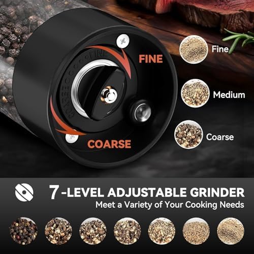 Fast Powerful Dual Speed 2-Pack Rechargeable Electric Salt Pepper Grinder Set