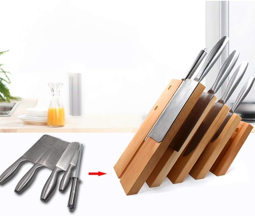 Sturdy Solid Wood Kitchen Knife Holder with Anti-Slip Base