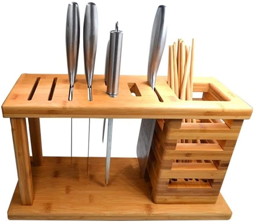 Zaego Durable Kitchen Knife Holder - Bamboo Knife Rack for Countertops