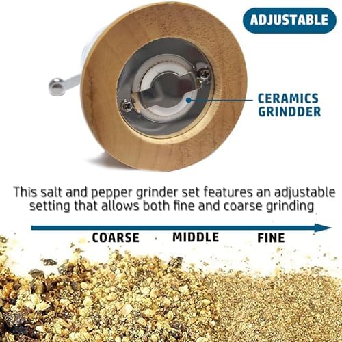 Salt Pepper Grinder Set Wooden and Acrylic with Zinc Alloy Handle