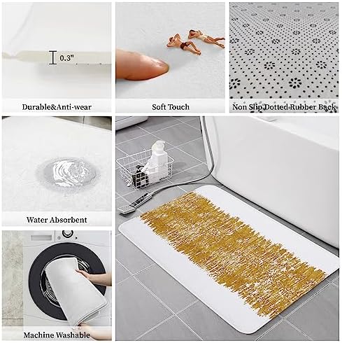 Aesthetic Abstract Gold Striped Kitchen Mats Set
