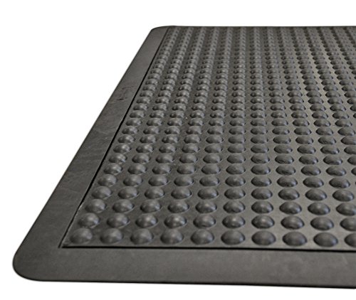 Black 58x2x3 Anti-Fatigue Bubble-Top Floor Mat Eco-Friendly