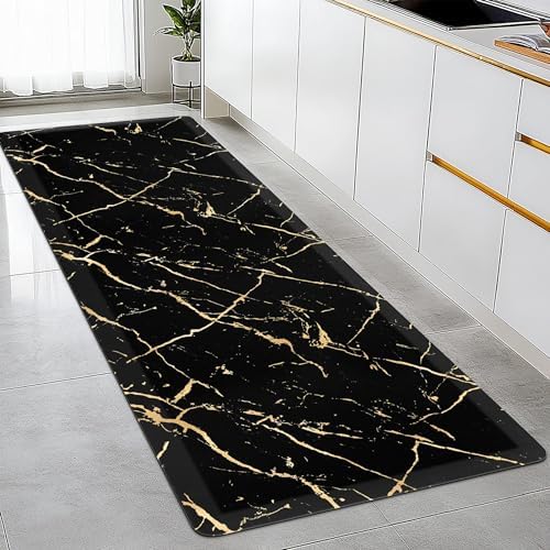 Gold Foil Marble Kitchen Mat Anti Fatigue 173x59 Inch