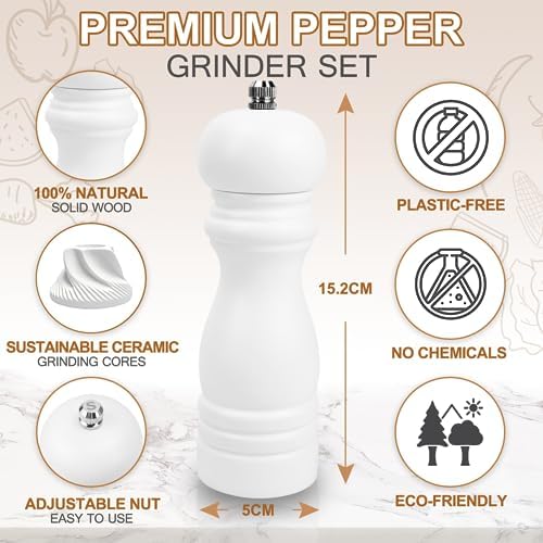 Premium Salt Pepper Grinder Set with Wooden Case