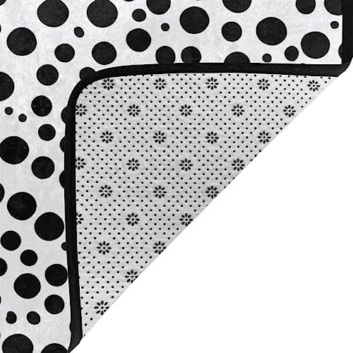 Black White Dots 63x48in Floor Mat