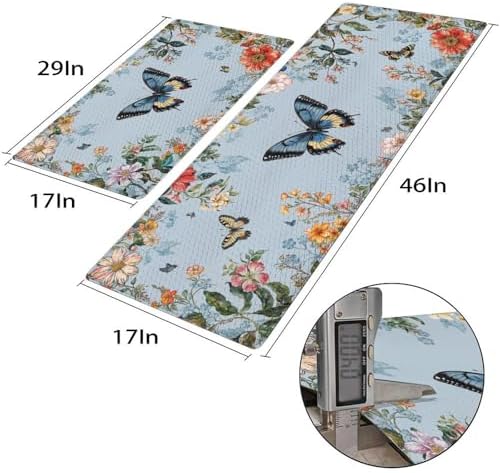 Floral Kitchen Mats Set - Non-Slip Waterproof for Home Kitchen
