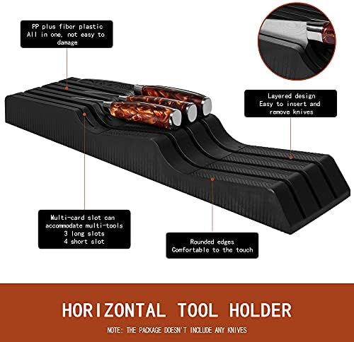 knife safe holder with slots and black finish