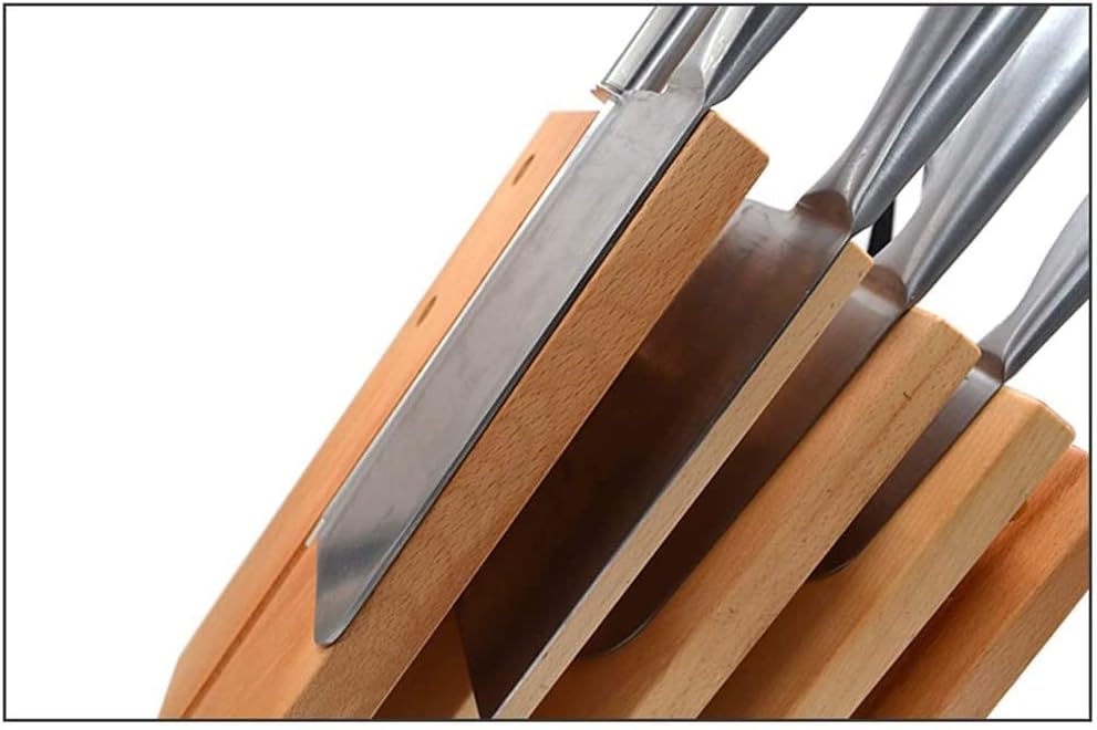Sturdy Solid Wood Kitchen Knife Holder with Anti-Slip Base